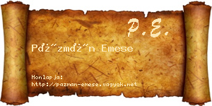 Pázmán Emese névjegykártya